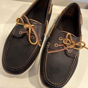 LL BEAN brown leather boat shoes moccasin MENS size 11EE!
